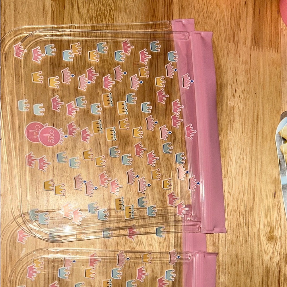 Pink Crown Patterned Zip Bags